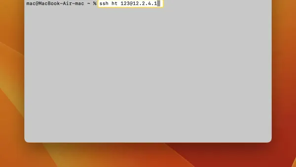 Mac Terminal window showing SSH commands to use SSH in Mac Terminal